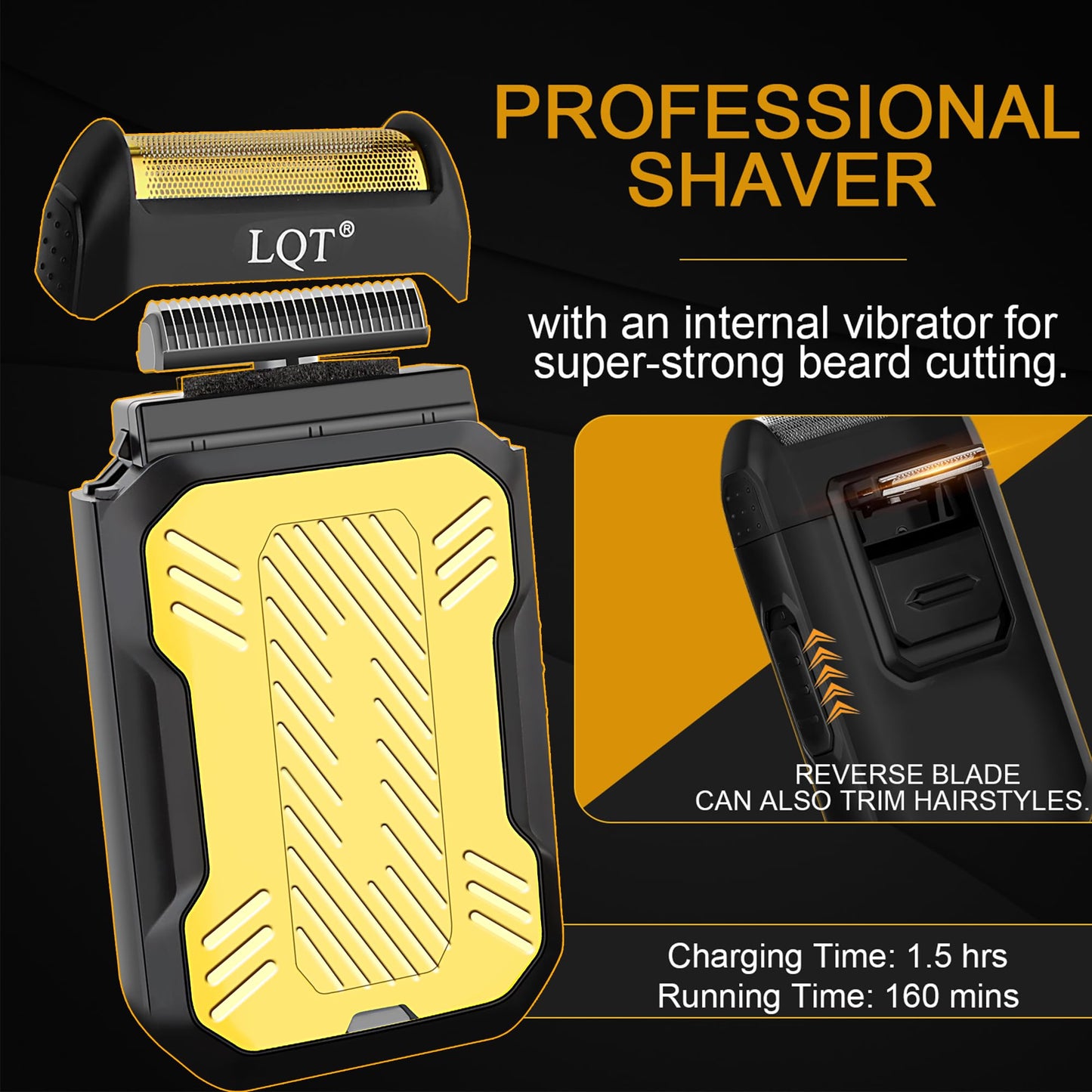 LQT Professional Cordless Hair Clippers and Precision Beard Trimmer Set for Men, Grooming Kit with Foil Shaver, USB Rechargeable Hair Cutting Machine, LED Display, Gifts for Men