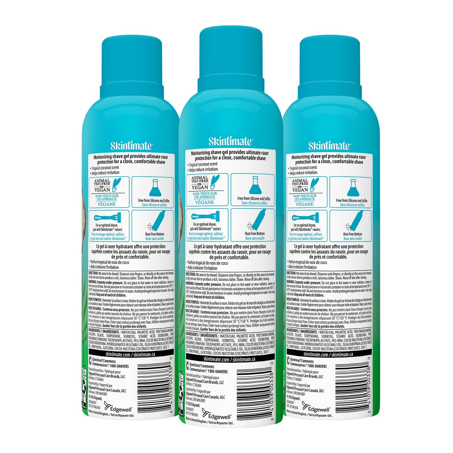 Skintimate Coconut Delight Shave Gel for Women, 3 Pack | Skintimate Shaving Cream for Women, Womens Shaving Cream, Shave Cream, Shaving Foam, Womens Shave Gel, Pack of 3, 7oz each(Package May Vary)