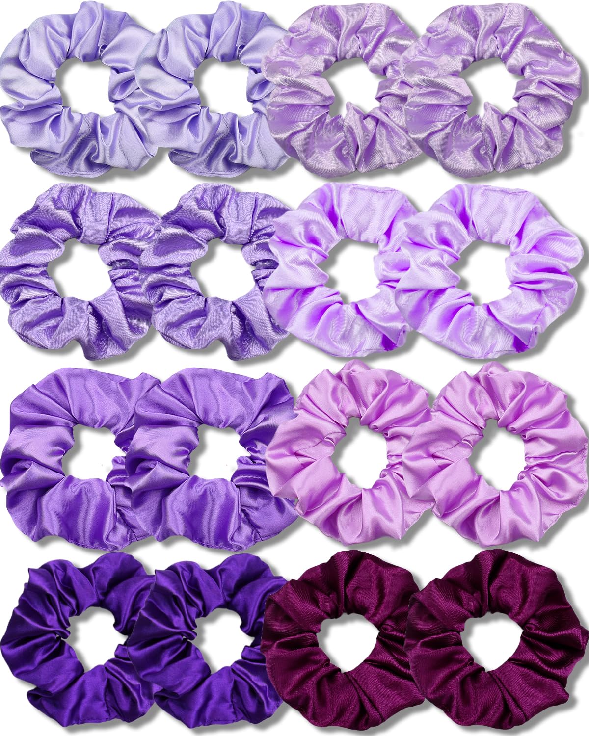 Satin Scrunchies for Girls - Soft Silk Hair Ties | 16 Pack Multi-Pink for Thin & Thick Hair Styling