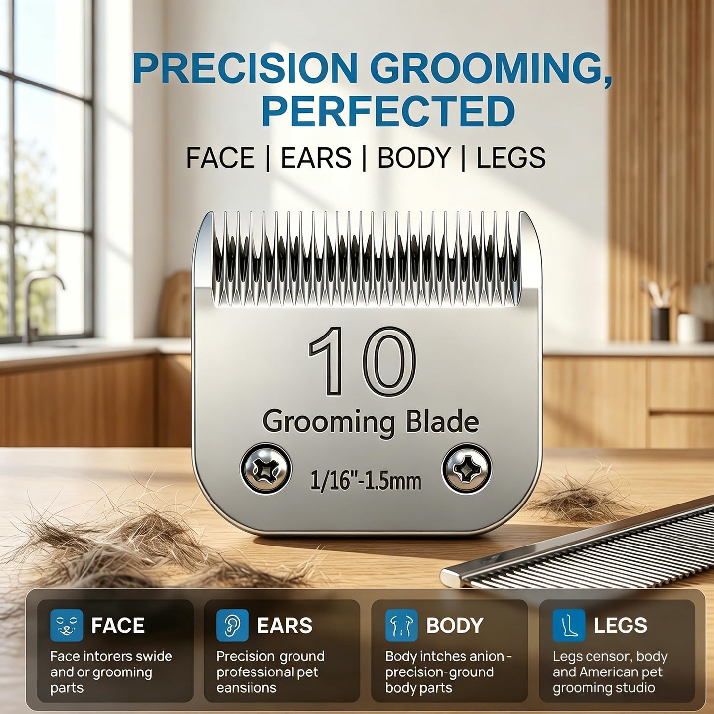 OwnLifeYF 10# 1.5mm and 7FC 3.2mm Clipper Blades Pet Grooming Clipper Replacement Blades Detachable Blade Compatible with andis/wahl/Oster Dog Clippers