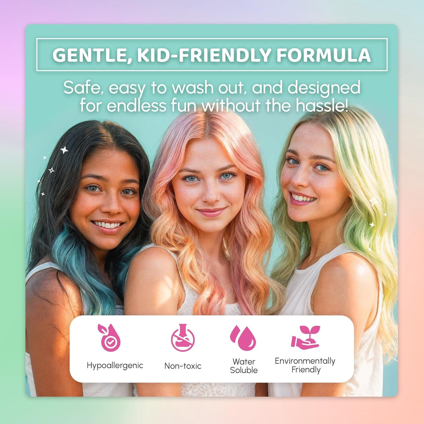 Temporary Hair Chalk Comb - 10 Vibrant Washable Colors for Girls & Teens | Perfect for Parties, Cosplay & Halloween