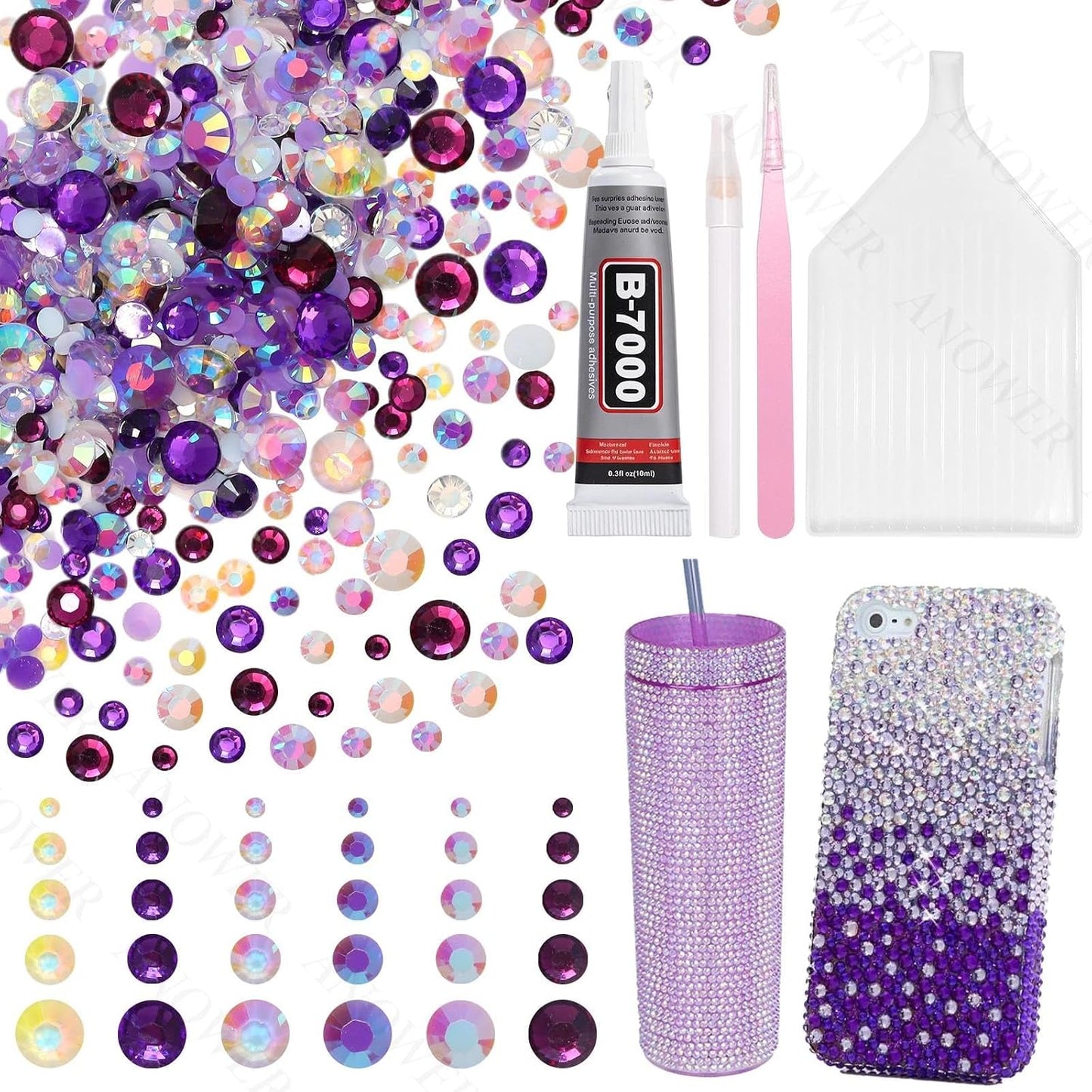 Mixed Light Color Resin Flatback Rhinestones - 16,000 Pcs for Crafting & DIY Projects | 2-6mm Gems for Makeup & Tumblers