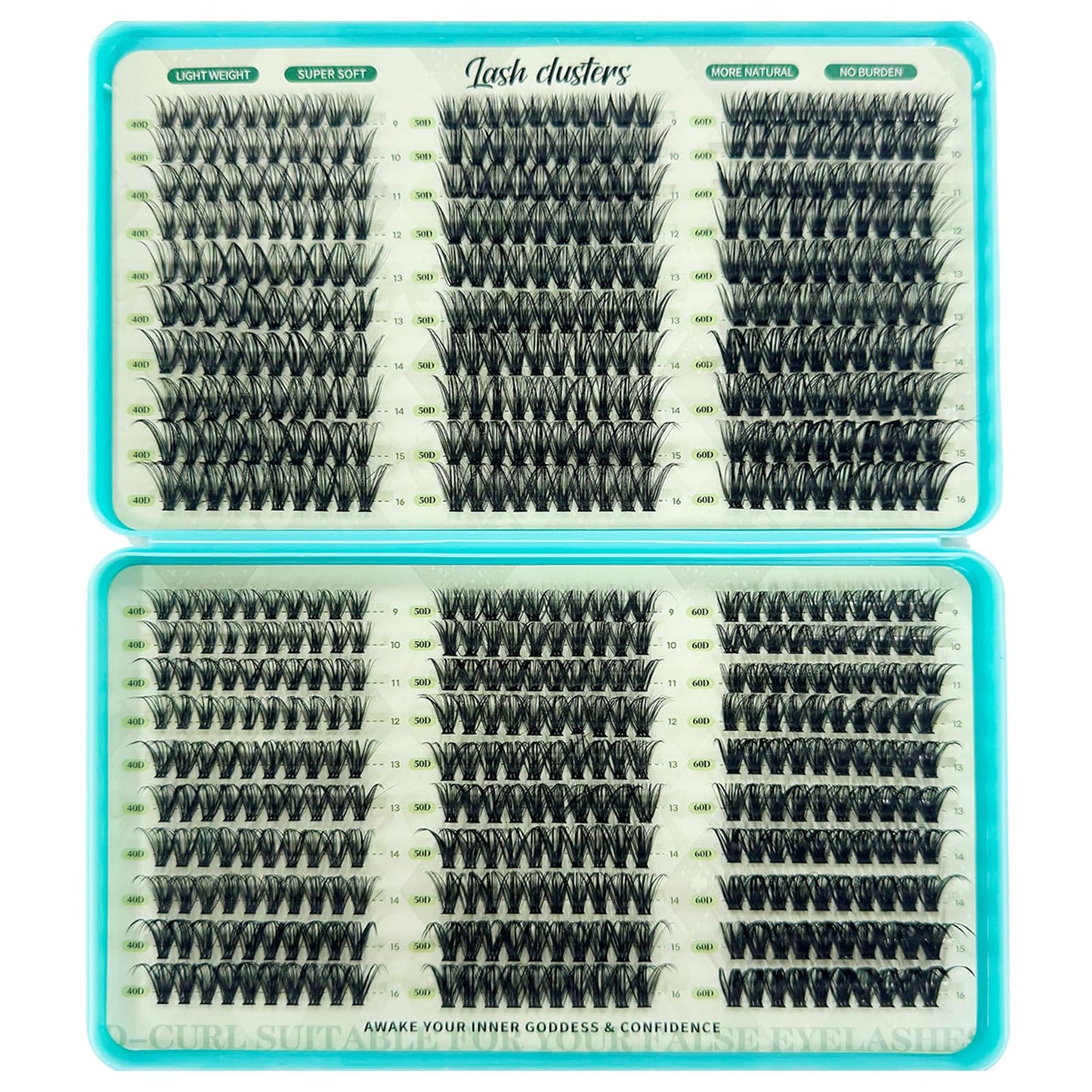 Lash Clusters, 600 Pcs Eyelashes Lash Clusters D Curl 9-16mm, Individual Fluffy False Eyelashes Extensions with Tools, Perfect for Daily Wear and Dating (40D+50D+60D)