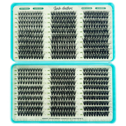 Lash Clusters, 600 Pcs Eyelashes Lash Clusters D Curl 9-16mm, Individual Fluffy False Eyelashes Extensions with Tools, Perfect for Daily Wear and Dating (40D+50D+60D)