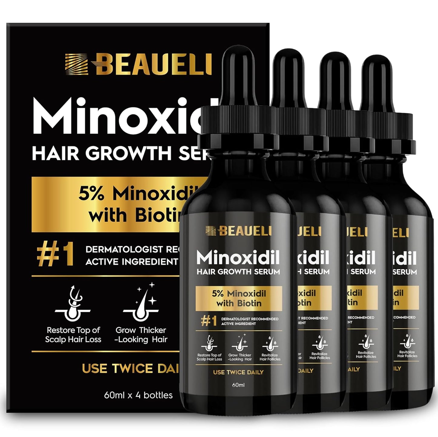 Minoxidil 5% Hair Growth Treatment for Men & Women | Unisex 1oz Beard & Hair Loss Solution
