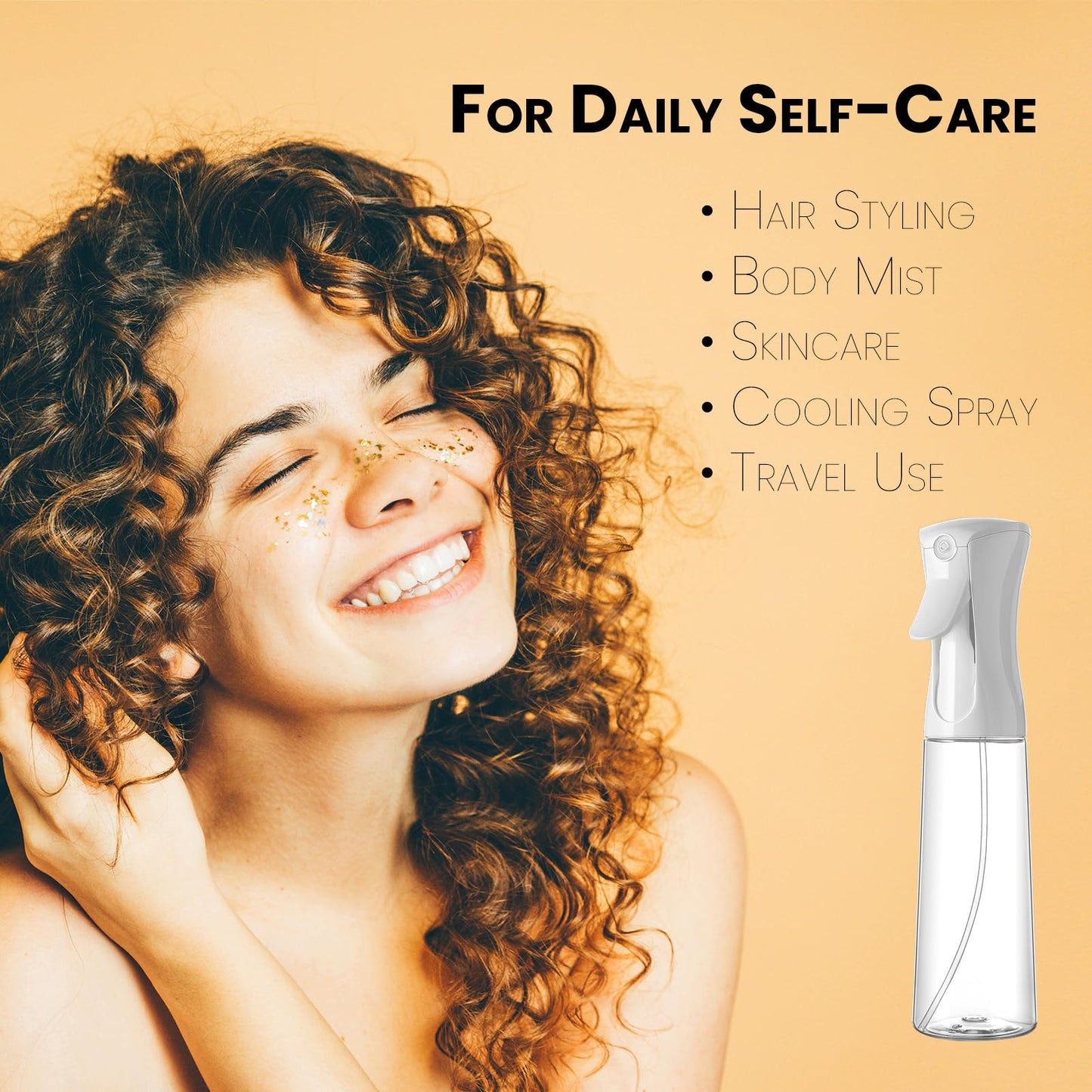 Mistifi Continuous Ultra Fine Mist Spray Bottle (350ml 4Pcs, Transparent bottle)
