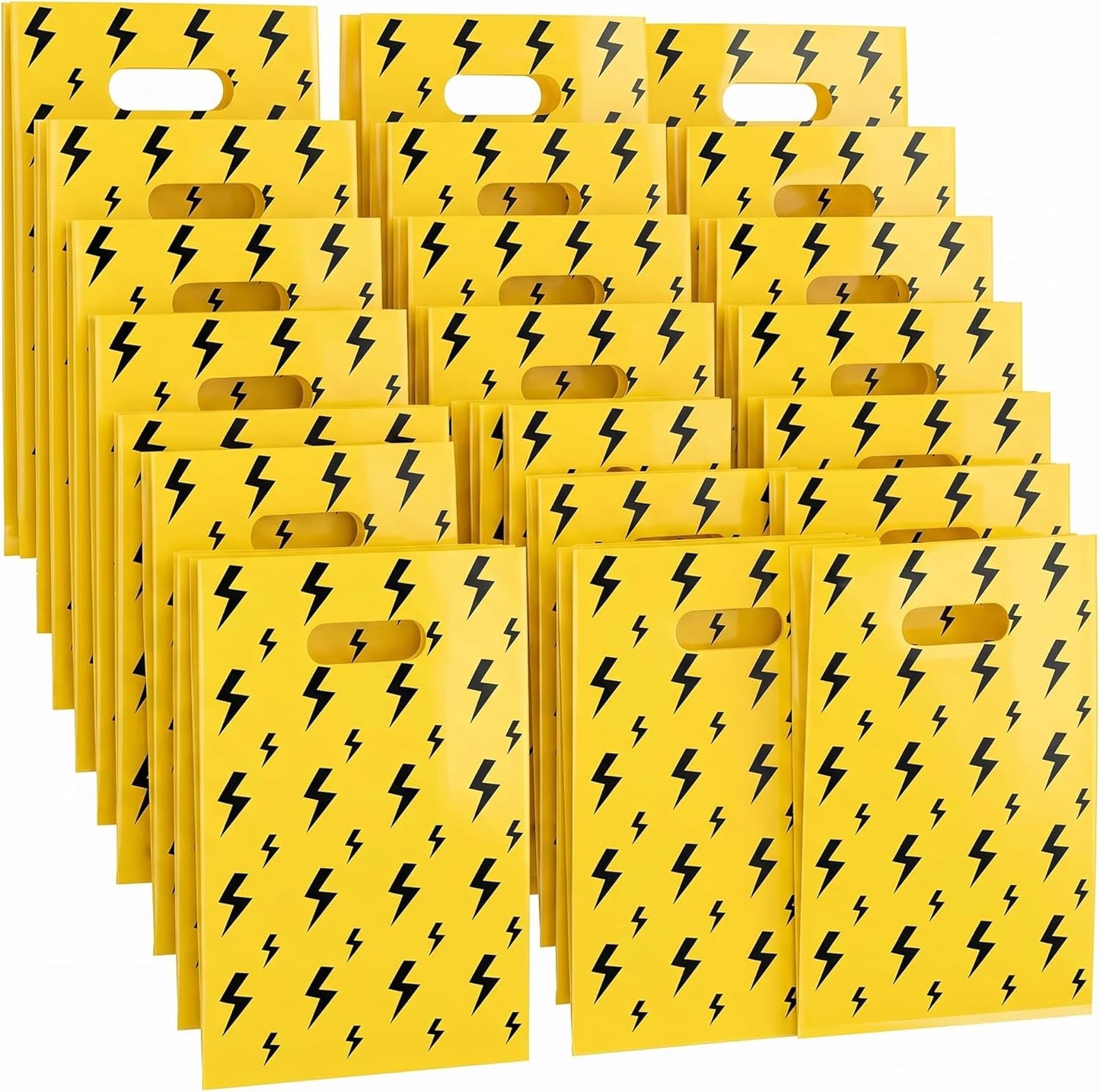 Lightning Bolt Party Favors - 50PCS Plastic Goodie Bags for Birthday Decorations | Fun Flash Weather Design