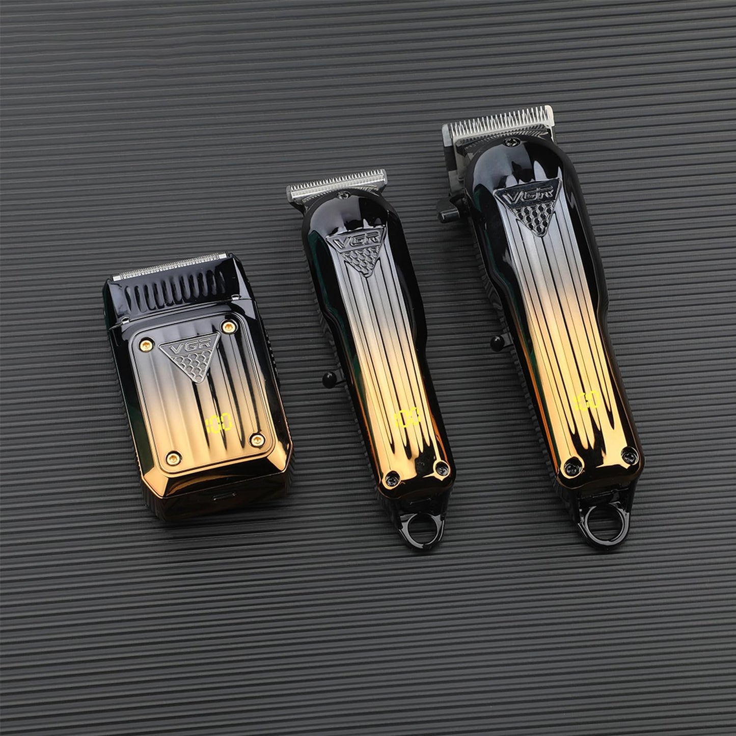 VGR 644 Hair Clippers for Men Professional, Cordless Beard Trimmer & Electric Razor Shavers for Men, Rechargeable 3 Piece Barber Hair Cutting Kit LED Display Men's Grooming Kit