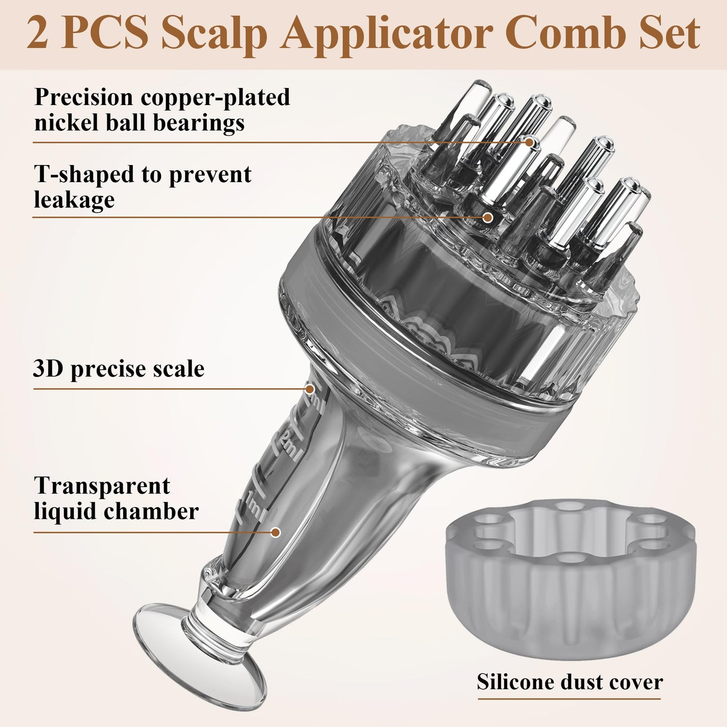 2 PCS Minoxidil Applicators with Cleaning Brush and Dropper, Anglecai Easy Fast Apply Scalp Applicator Comb for Hair Oil Applicator Brush, Minoxidil Brushes for Scalp Applicator Comb