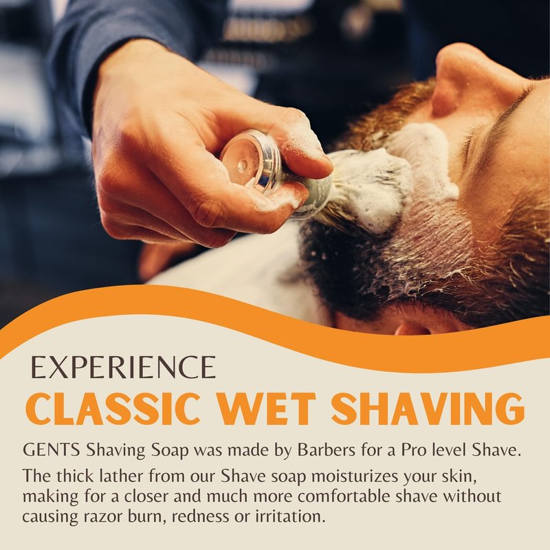 GENTS Bay Rum Shave Soap for Men – 97% Natural with Shea Butter, Coconut & Avocado Oil – Rich Lather Wet Shaving Soap, Travel Kit