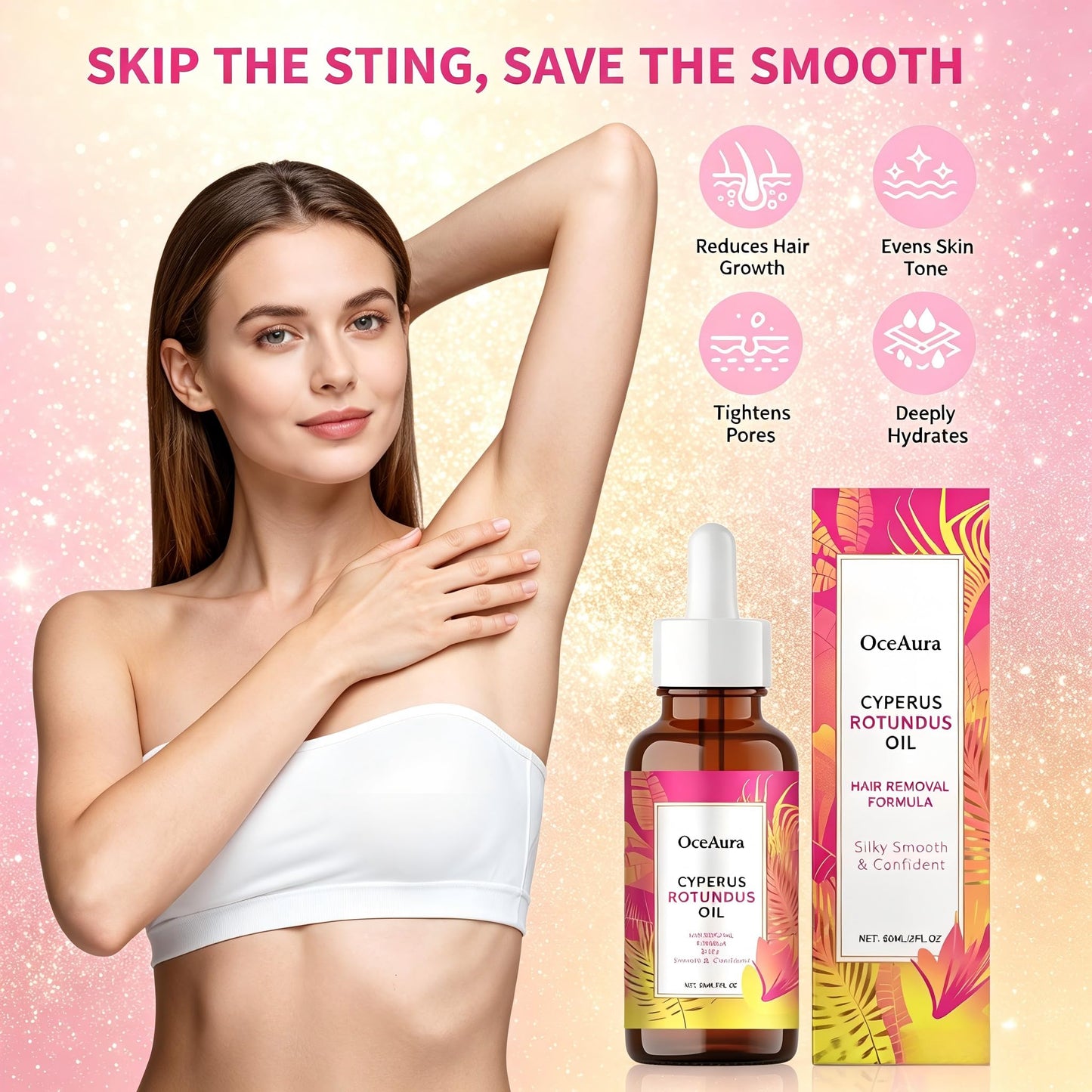 Cyperus Robundus Oil,Natural Cyperus Rotundus Oil for Hair Removal,Cyperus Rotundus Oil for Hair Removal Care,Moisturizing&Soothing Cyperus Oil Soothes Skin,Fit All Skin Types,Leaves Skin Smooth-60