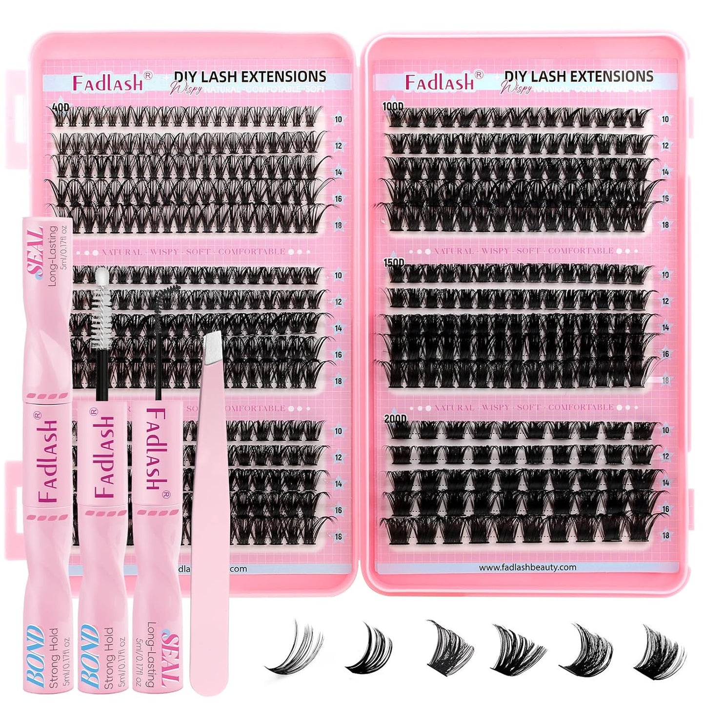 Cluster Lashes - D Curl Wispy Individual Eyelash Extensions for Natural Look | Reusable Fluffy DIY Kit (12-18mm Mix)