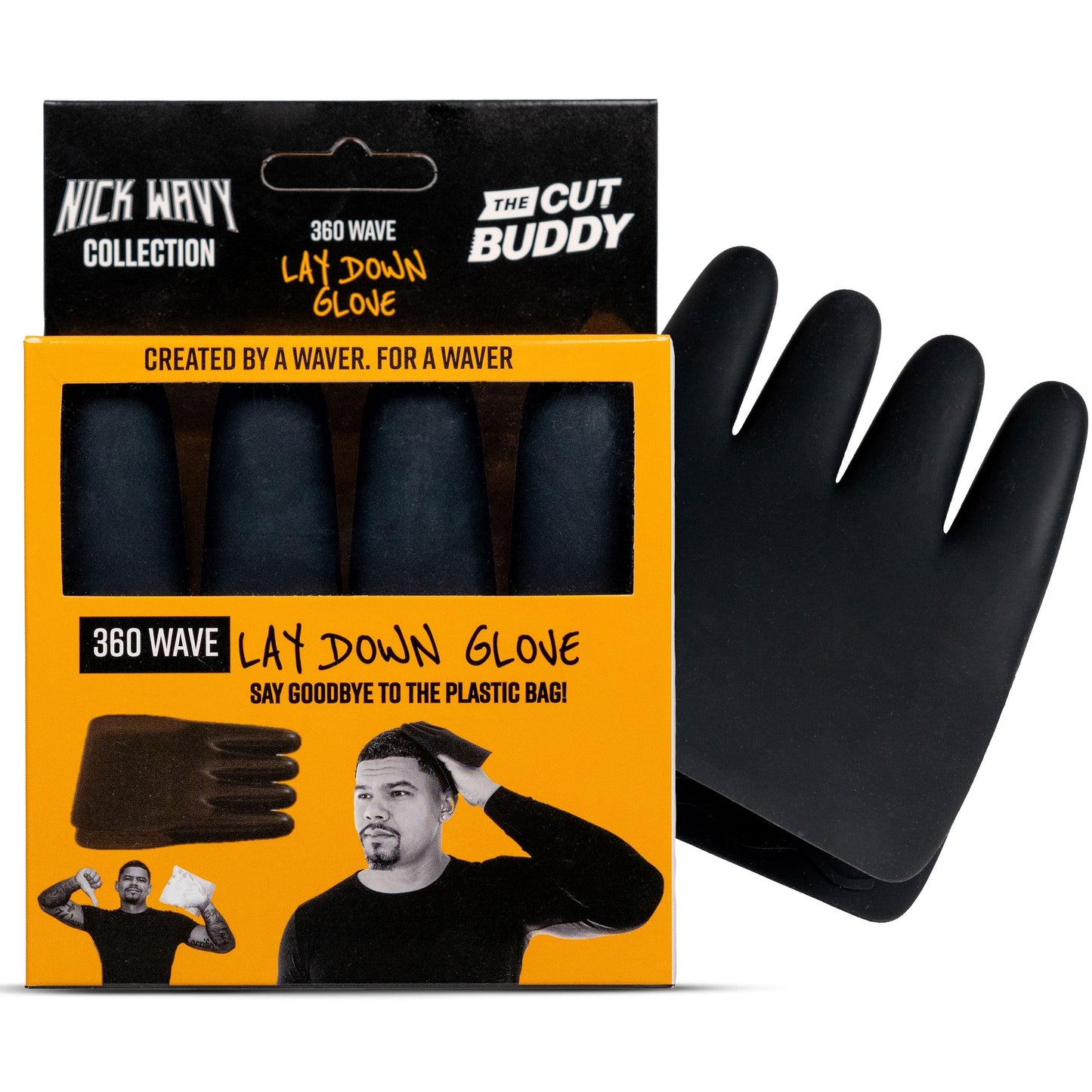 Nick Wavy Collection 360 Wave Lay Down Glove by The Cut Buddy – Professional Frizz Control & High-Gloss Finishing Tool, Textured Smoothing Surface, Ambidextrous Elastic Cuff, One Size Fits Most