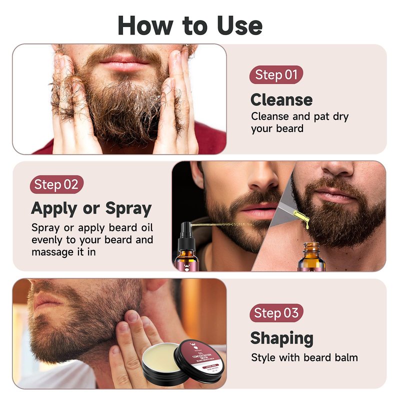 Beard Growth kit & Beard Balm - Beard Growth Kit with 5% Concentration Biotin for Men, Natural Ingredients with Argan Oil, Jojoba Oil and Vitamin (Mystic Hour)