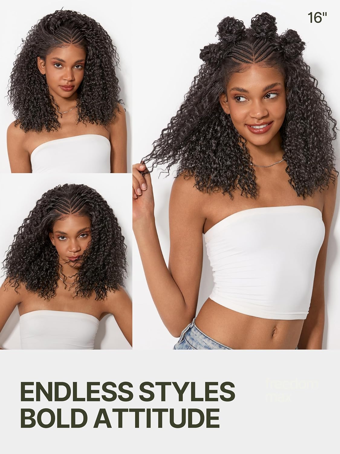 Frodio 13X4 Lace Frontal Braided Wig - Glueless 200% Density Natural Black | 16 Inches, Veralux Fiber Blend for Black Women