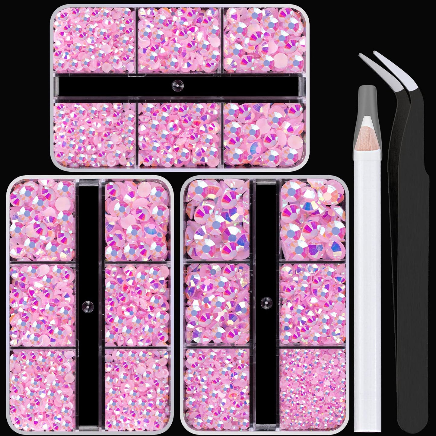 BELLEBOOST Jelly Rhinestones Bedazzling Kit - 45000 Pcs, 40 Colors, 3mm Flatback Gems for Crafting | Includes 3 Pcs B7000 Glue