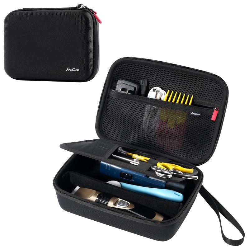 ProCase Hard Pet Grooming Tool Storage Case, Travel Organizer for Oneisall/Wahl Dog Clippers, Pet Shaver, Nail Trimmer and Accessories, Grooming Bag for Dog or Cat Grooming Kits Supplies -Black