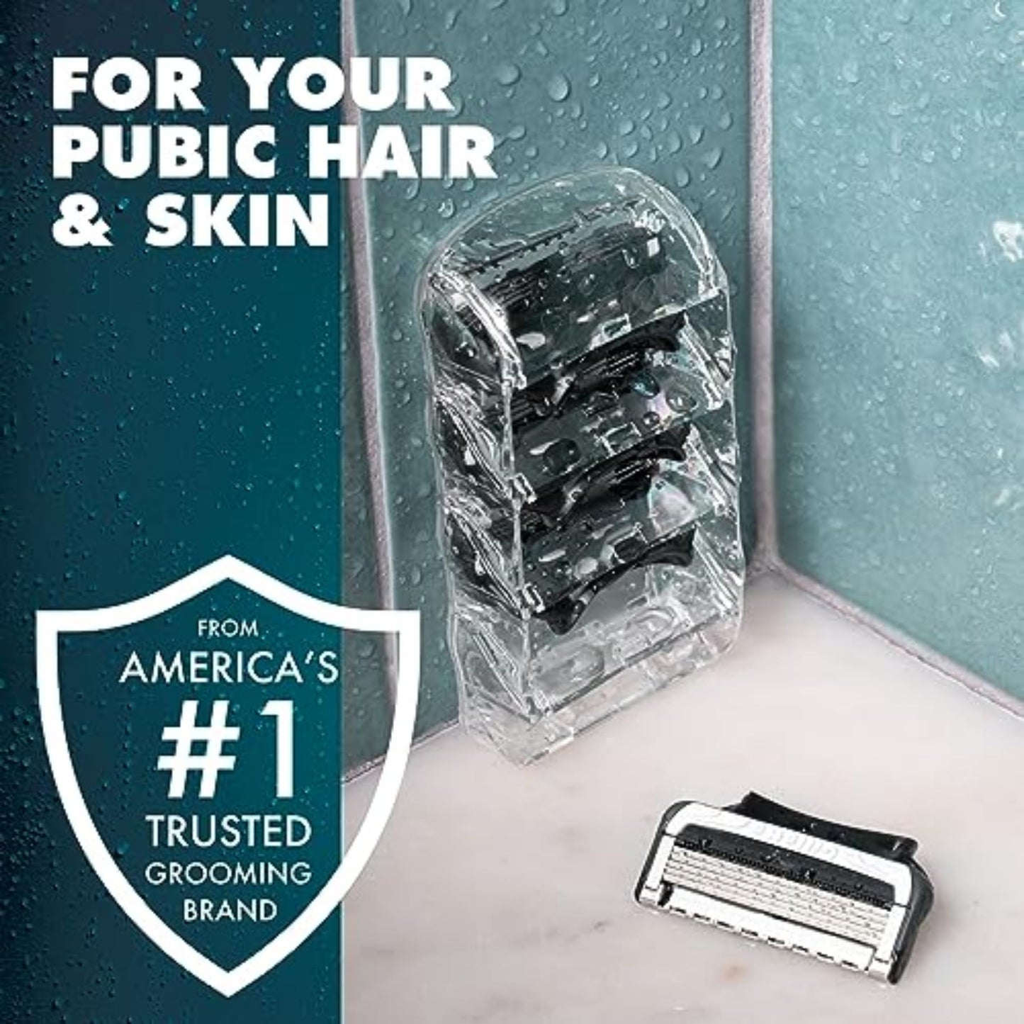 Gillette Intimate Pubic Hair Razor Cartridges, 4 Razor Blade Refills, Gentle and Easy to Use, Dermatologist Tested, With 2x Lubrication