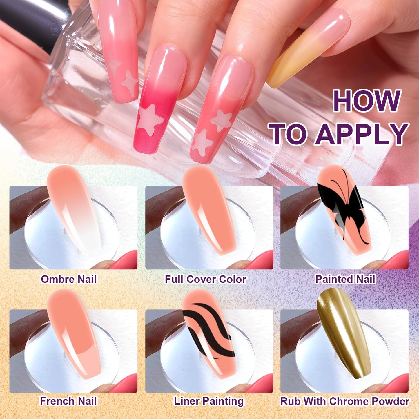 U-Shinein Gradient Painting Gel, 9 Colors Ombre Gel Nail Polish Nude Pink Almond Black&White for Pigment Pat Nails Nude Pink Almond Aura Nails, French Manicure DIY Nail Art Nude Rose Chroma