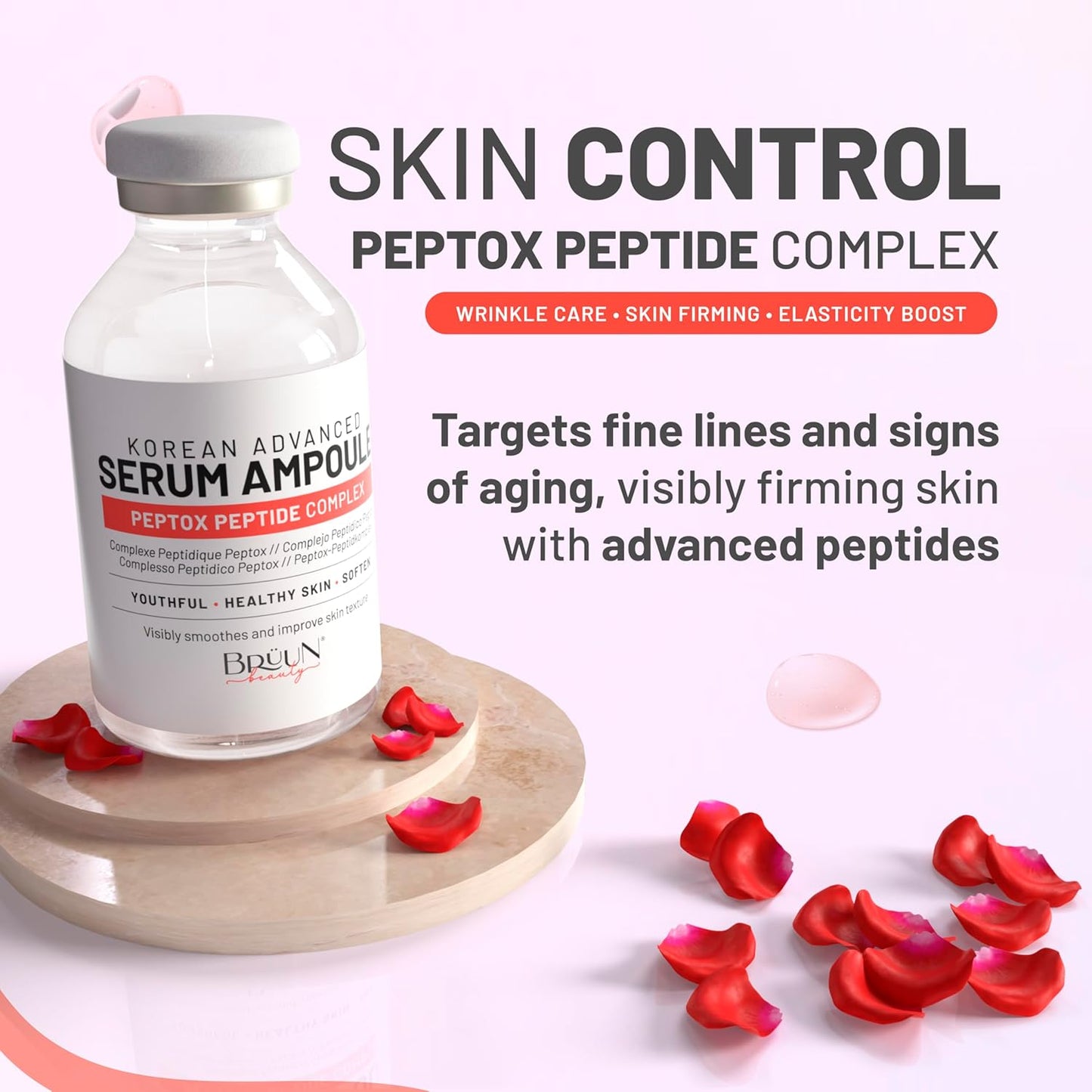 BRÜUN Peptox Peptide Facial Serum - Hydrating Korean Skincare for Face & Body | 1.18 fl. oz