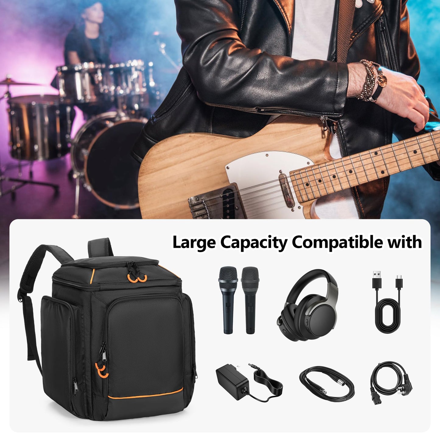 CURMIO Travel Carrying Case Backpack Compatible with Bose S1 Pro/ S1 Pro+ Portable Bluetooth Speaker, Bluetooth Speaker Bag with Shoulder Straps for Microphone, Charger, Cable (Patent Pending)