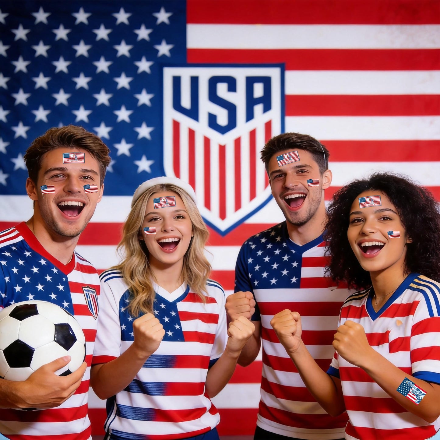 ZH BOCO ARTS 56Pcs Flag Temporary Tattoos Waterproof for World Cup 2026 Adults Kids, Patriotic Face Body Art Stickers for Football Fans Sports Events Parade Festival Party Supplies
