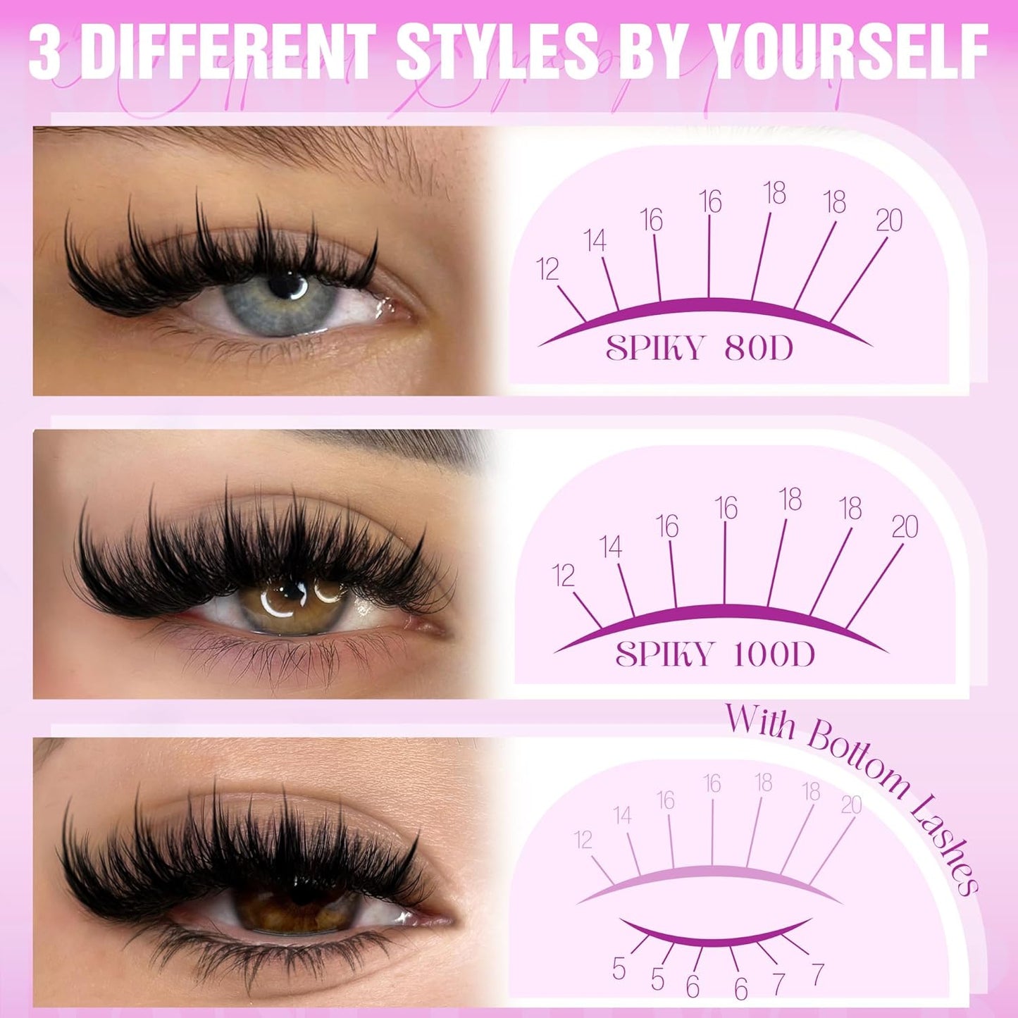 Manga Eyelash Clusters - Spiky D Curve Extensions for Wispy Lashes | 12-20mm Individual Fairy Lashes