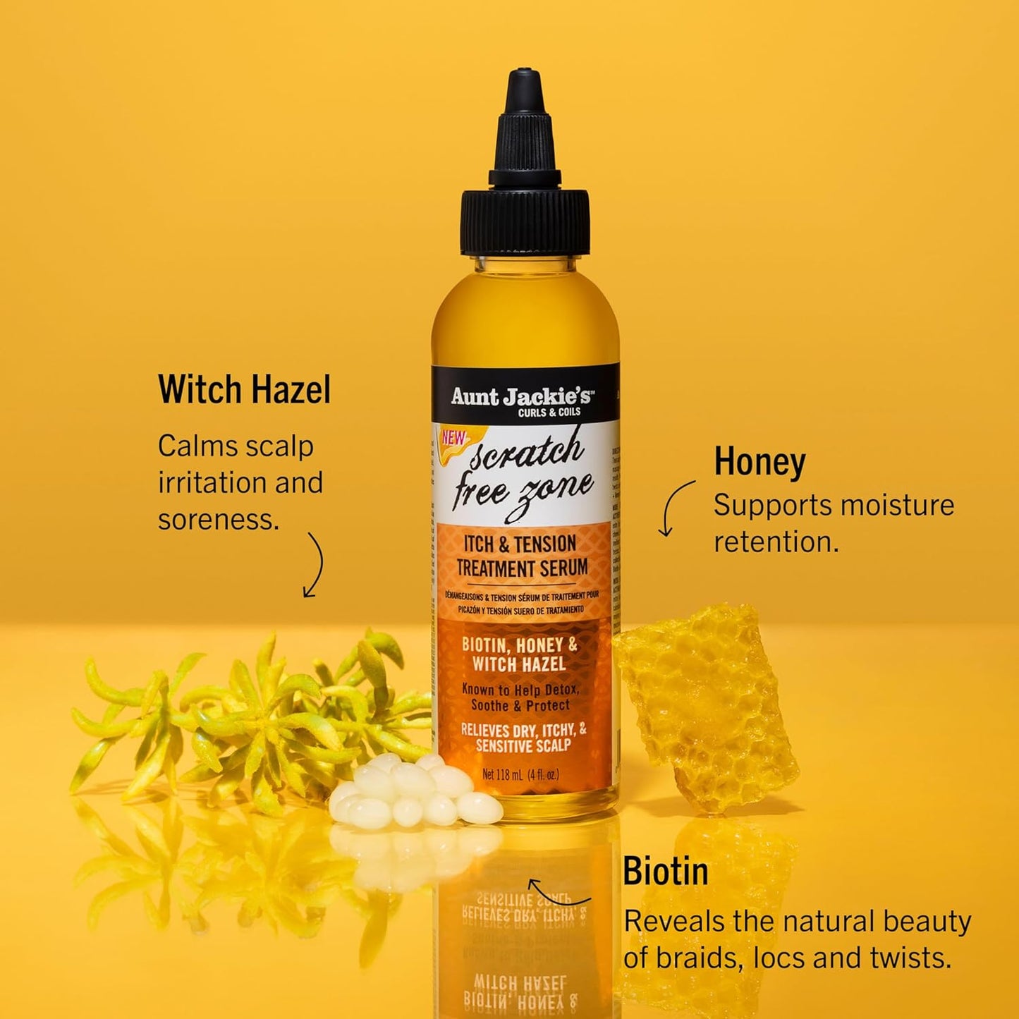 Aunt Jackie's Braid + Twist Collection Itch Relief Serum - Soothing Dry Scalp with Witch Hazel & Biotin | 4 fl oz