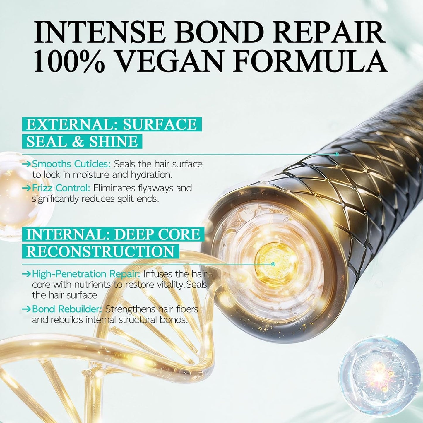 Vegan Bond Repair Hair Mask - Deep Conditioner with Peptides & Amino Acids | Hydrating Treatment for Damaged Hair