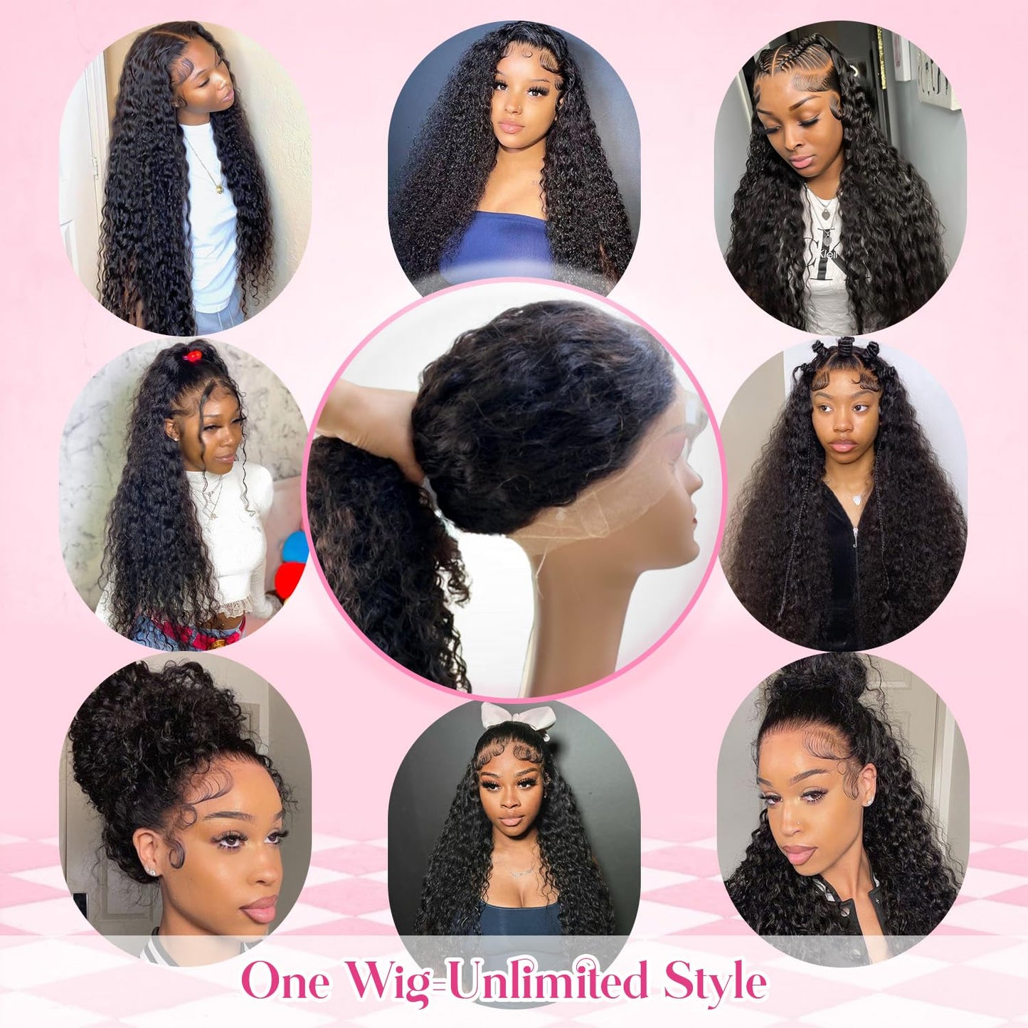 360 Glueless Human Hair Wigs - 20 Inch Pre-Plucked Water Wave with Drawstring | 200 Density HD Full Lace