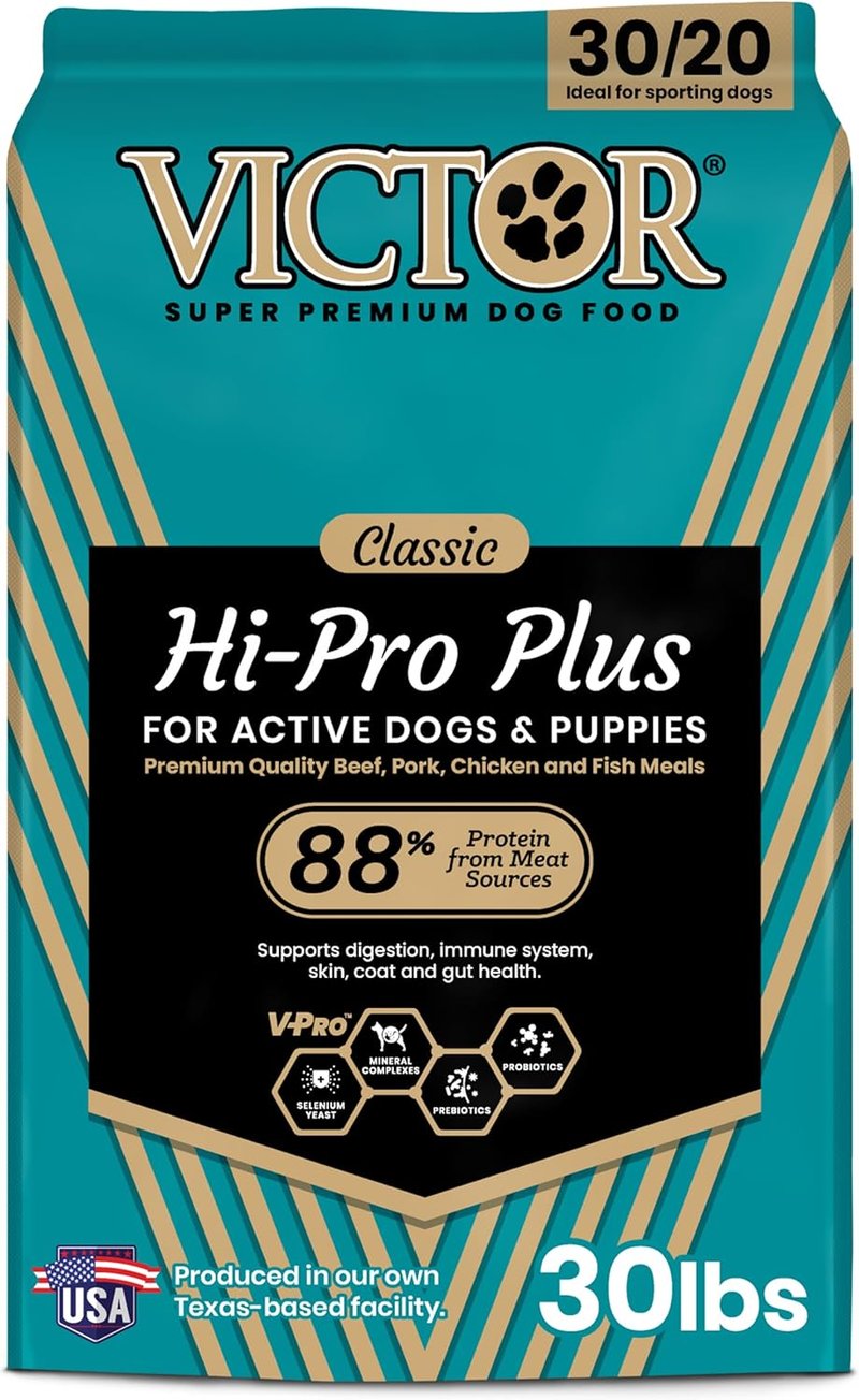 VICTOR Super Premium Dog Food - Hi-Pro Plus High Protein Kibble for Active Dogs & Puppies | 30lbs, Gluten-Free