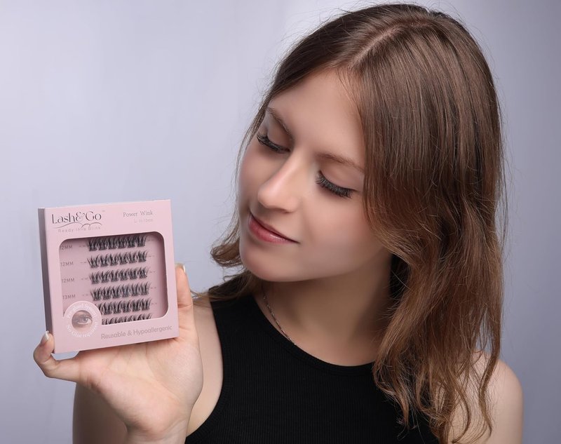Pre-Glued Lash Clusters | Reusable DIY Press-On Lashes for Natural Wispy Look (12–13mm)