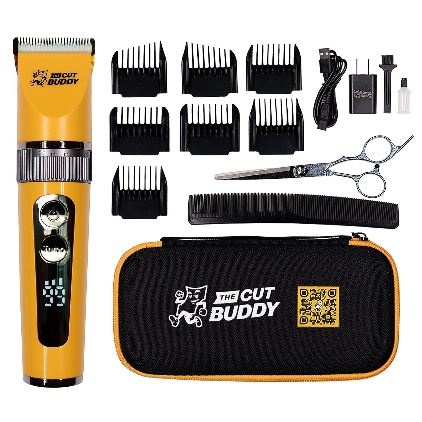 The Cut Buddy Clipper & Grooming Set, Cordless Hair & Beard Trimmer with Ceramic & Titanium Blades, 7 Guards, Waterproof, Beginner Kit