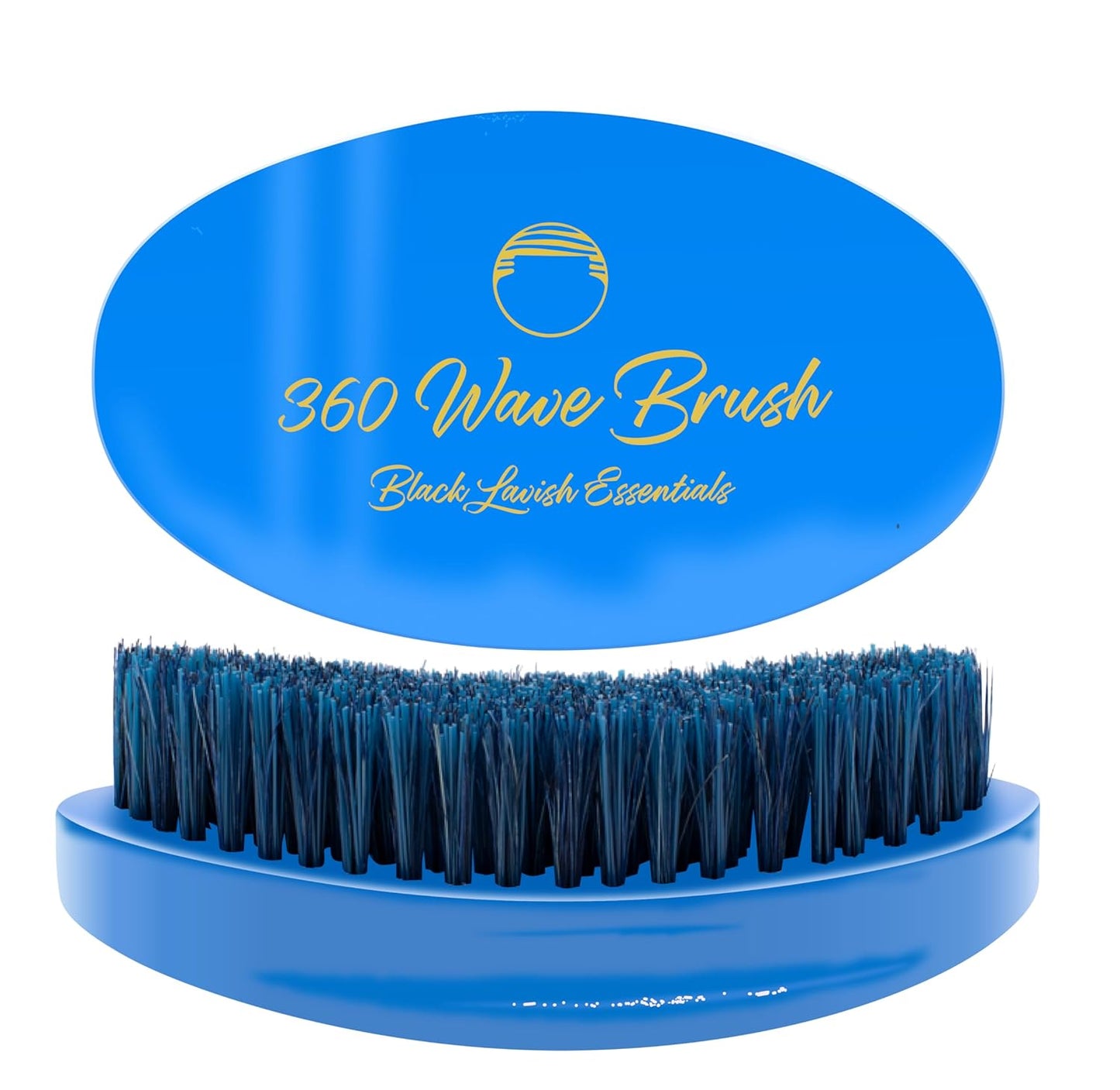 360 Wave Brush - Soft Boar Bristle for Deeper Waves | Curved Design, Medium-Hard, Sky Blue