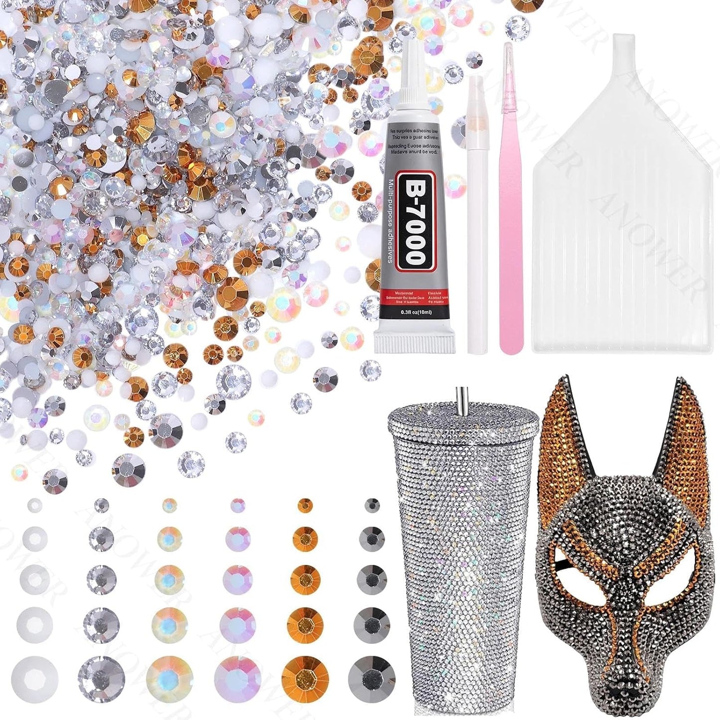 Mixed Light Color Resin Flatback Rhinestones - 16,000 Pcs for Crafting & DIY Projects | 2-6mm Gems for Makeup & Tumblers