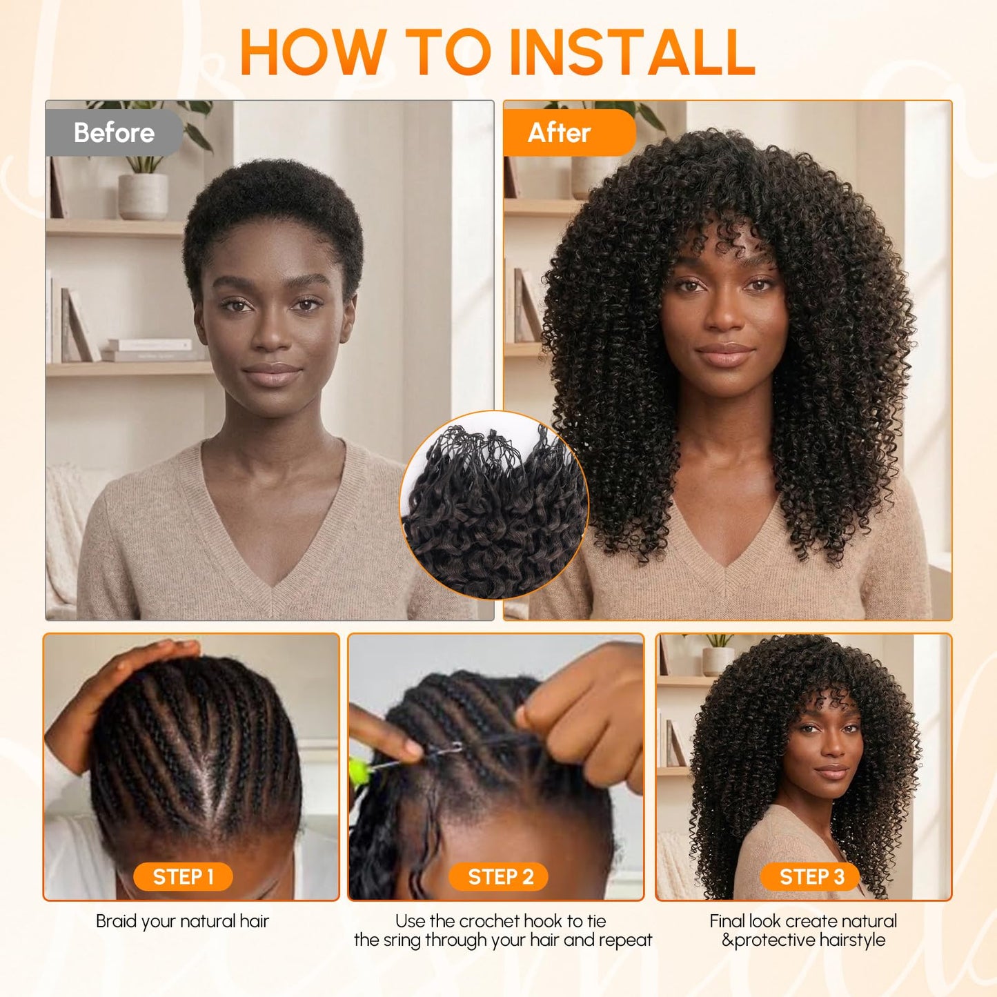 Human Crochet Hair for Black Women 18inch 120g Pre Separated 100 Strands Deep Wave Feather Crochet Human Hair Lightweight & No Itch, Invisible Knots, Easy Install Boho Crochet Hair Bundles