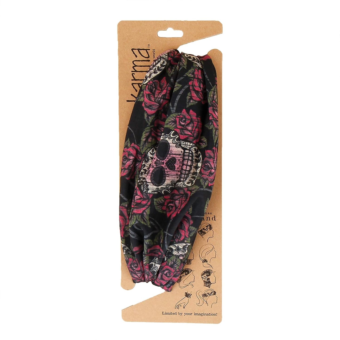 Floral Headband for Women - Teal/Apricot Split Design | Wide Fabric & Stretchy Hair Scarf
