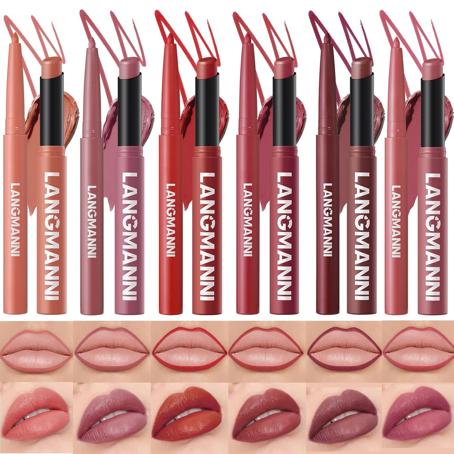 Matte Lip Liner & Liquid Lipstick Set - Velvety Nude Waterproof Long Wear | 8 Pcs High Pigment Makeup Gift Set