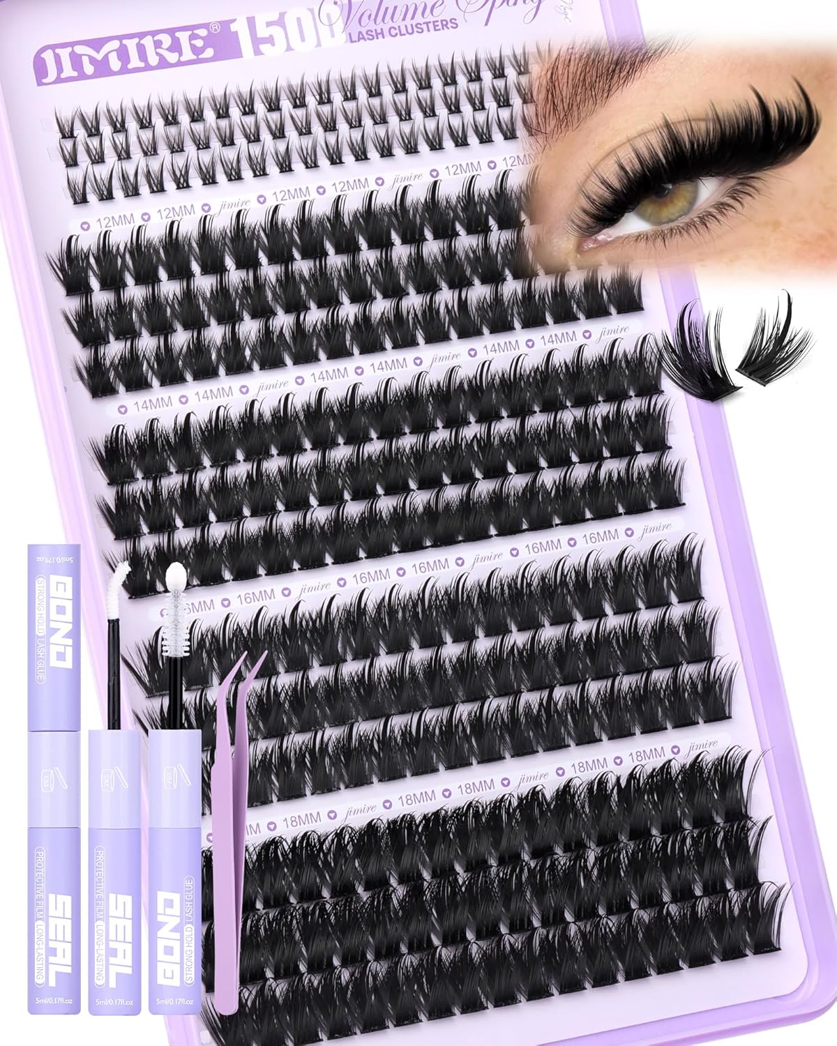 Manga Lash Clusters - Wispy Fluffy Eyelash Extensions | CC Curly 14-18MM, 162 Pcs Pack for DIY Thick Volume