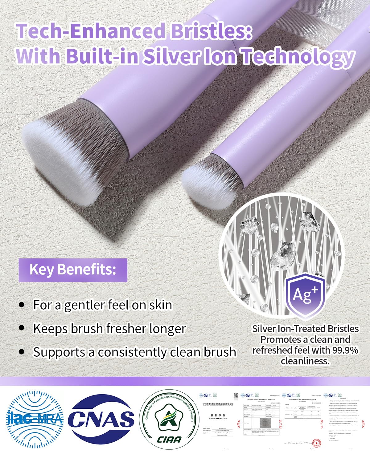 EIGSHOW Foundation & Concealer Brush with Silver Ion Bristles, Dual Ended Makeup Brush for Flawless Coverage, Precision Concealer (D110P)