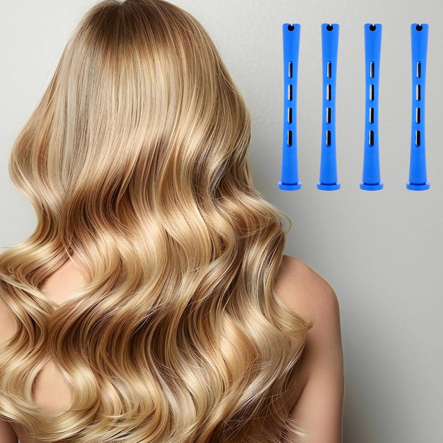 30 Pcs Perm Rods - Plastic Cold Wave Curling Rollers for Short Hair | Blue, 0.47 Inches