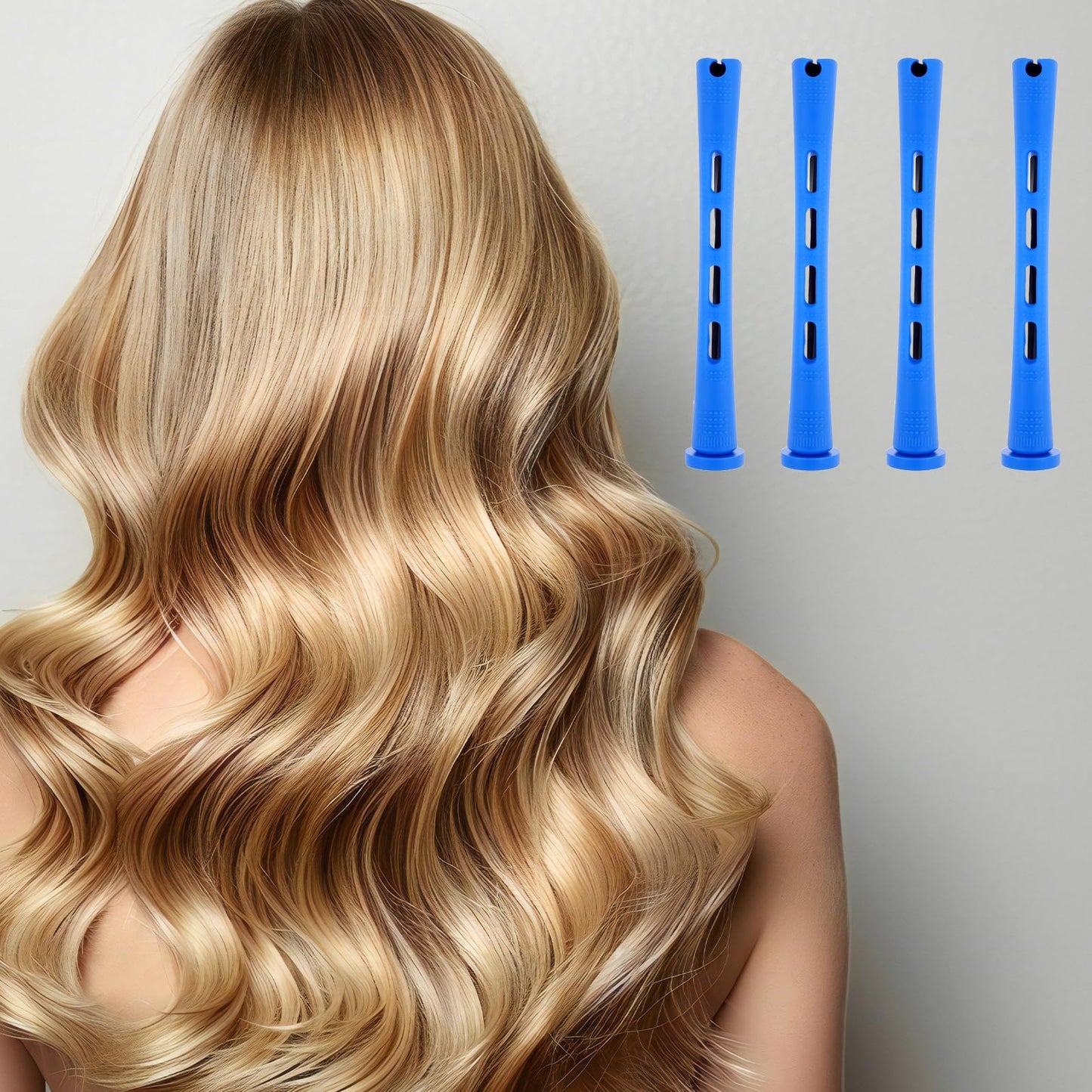 Wanmu 30 Pcs Perm Rods For Short Hair Plastic Cold Wave Rods Hair Curling Rollers Curling Roller Perm Rod Small Hair-Rollers for DIY Styling (Blue, 0.47 Inches)