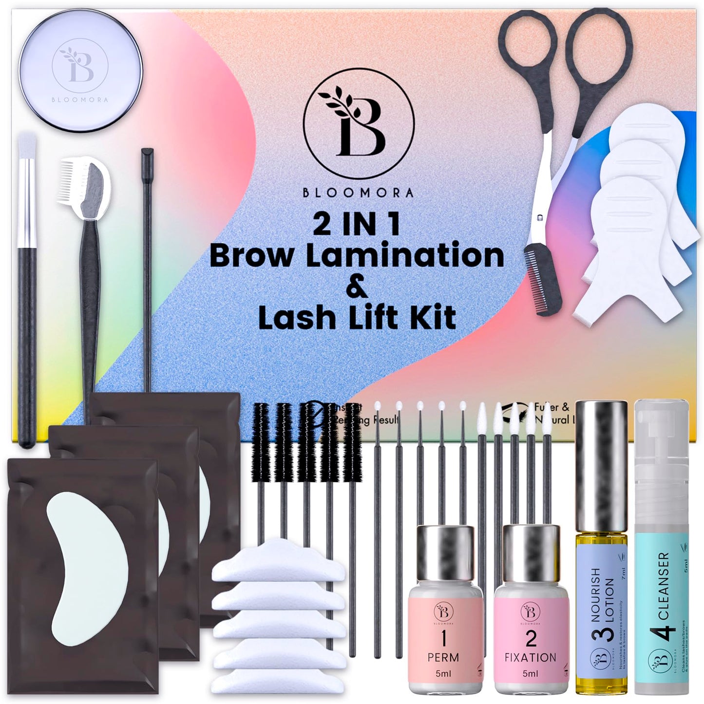 Lash Lift Kit & Eyebrow Lamination Kit, 2-in-1 Solution, At-Home Brow Lamination, Beginner/Professional, Eyelash Lift, Lasts 6-8 Weeks, 15 Applications, DIY Brow & Lash Perm - BLK3