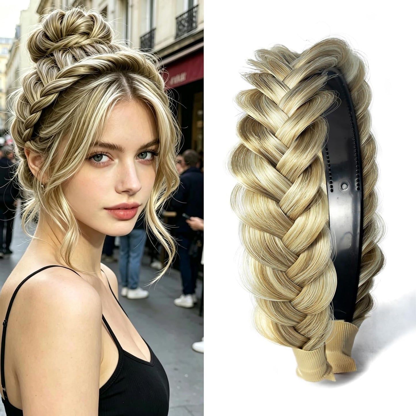 Braided Headband - Elastic Non-Slip Fashion Hair Accessory for Women & Girls | Ocher Color