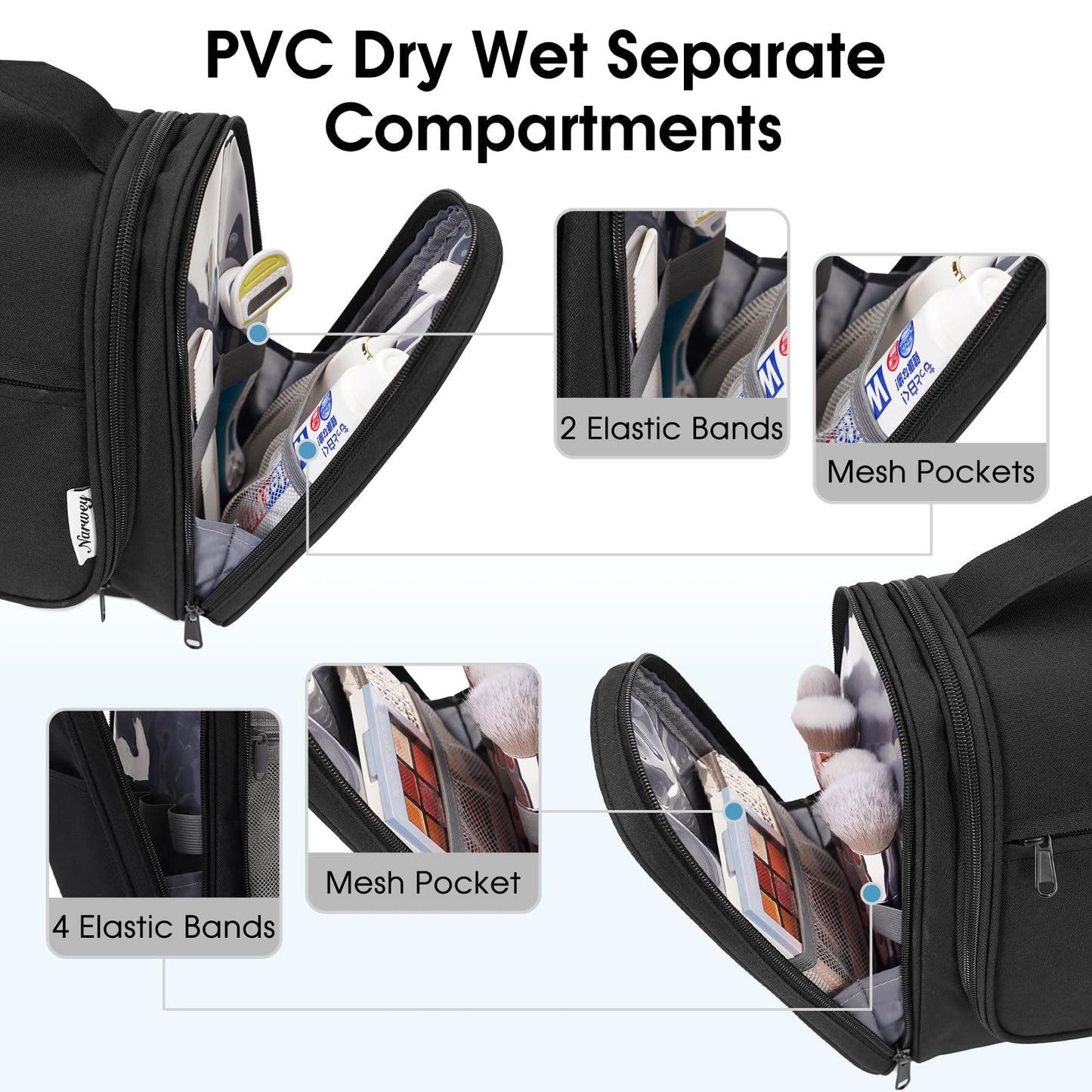 Narwey Hanging Toiletry Bag for Women Travel Makeup Bag Organizer Toiletries Bag for Cosmetics Essentials Accessories