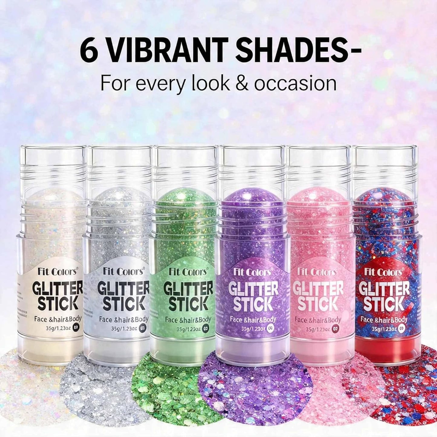 Glitter Stick - Red White Blue Sparkling Hair & Face Glitter Gel | Chunky Sequins for Concerts, Raves, Halloween & Festivals
