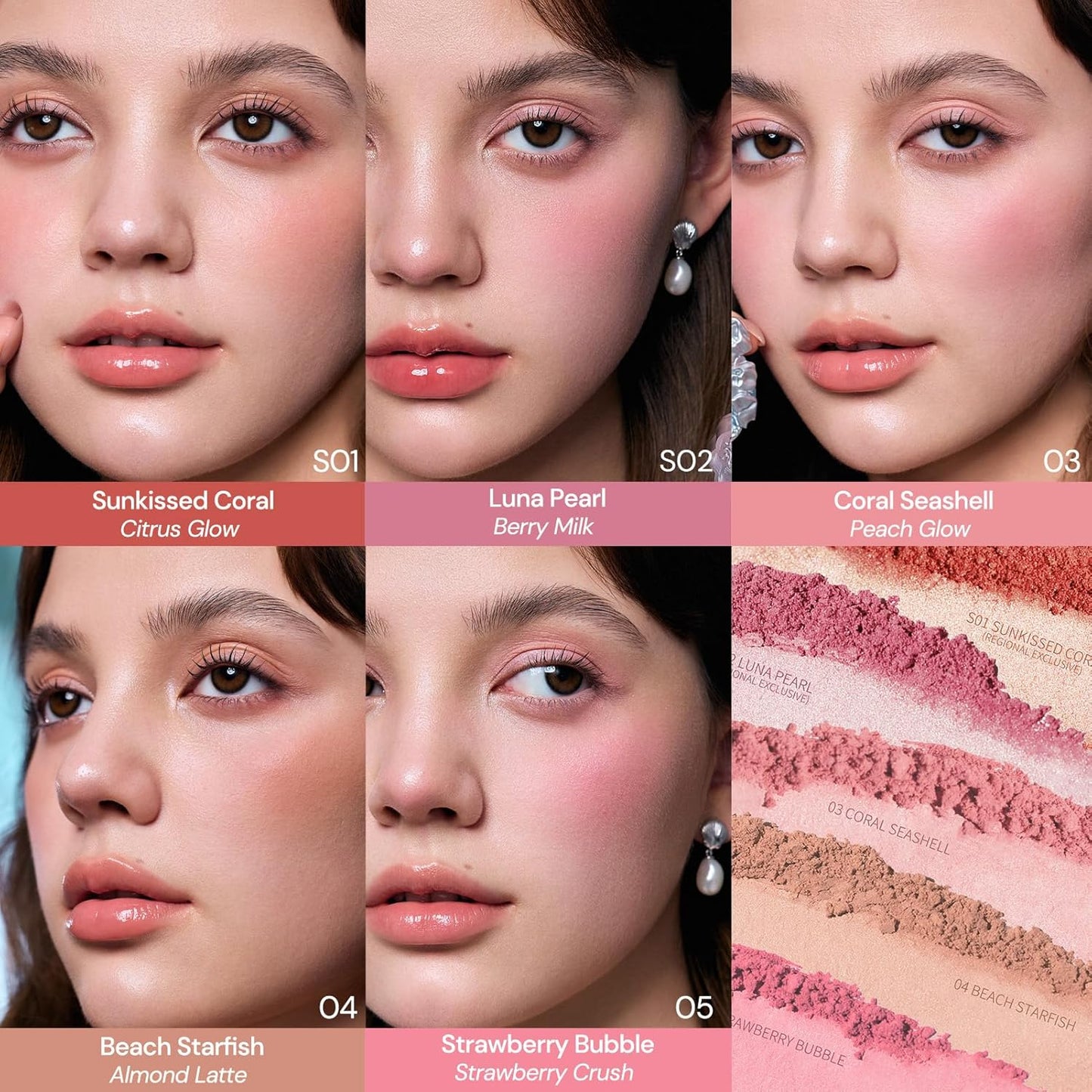 Silk Satin Blush - Shimmery Peach Pink Powder for Cheeks | Buildable, Long-Lasting Makeup, 0.18 Oz (03 Coral Seashell)