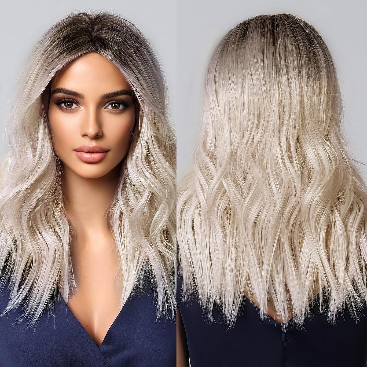 Long Layered Blonde Wig - Synthetic Hair with Bangs | Natural Wavy, Heat Resistant for Daily & Party Wear