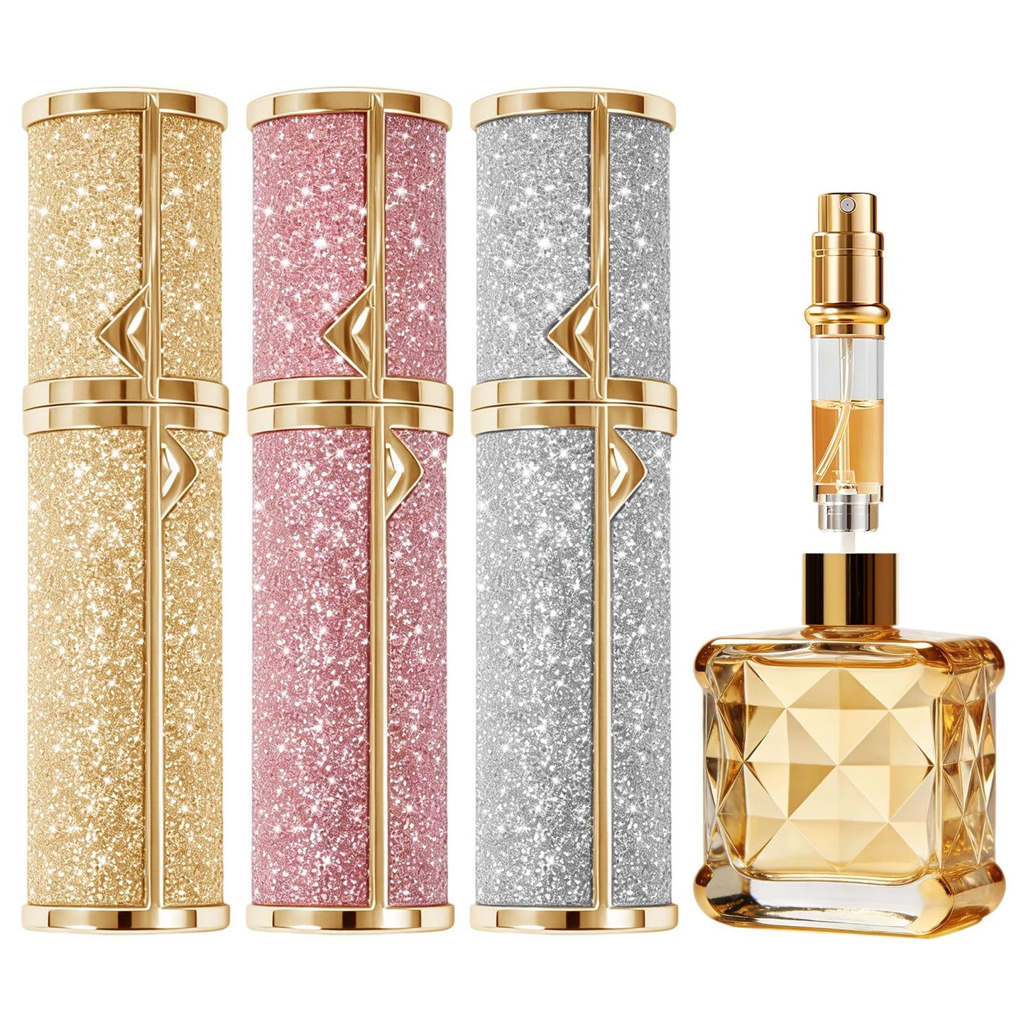 EZEJIAO Travel Perfume Bottle Refillable 3PCS, Leak-Proof TSA Perfume Travel Bottle, Luxury Refillable Perfume Atomizer Portable Perfume Sprayer for Women & Men