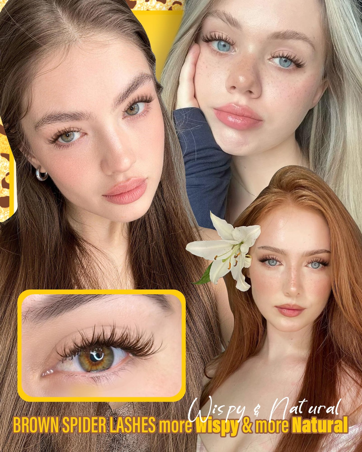 Brown Spider Lash Clusters Invisible Band Natural Eyelash Clusters CD-Curly Breeze Cluster Eyelash Extensions Spider Lashes Cluster Brown Wispy Individual Lashes 8-14MM by Zegaine